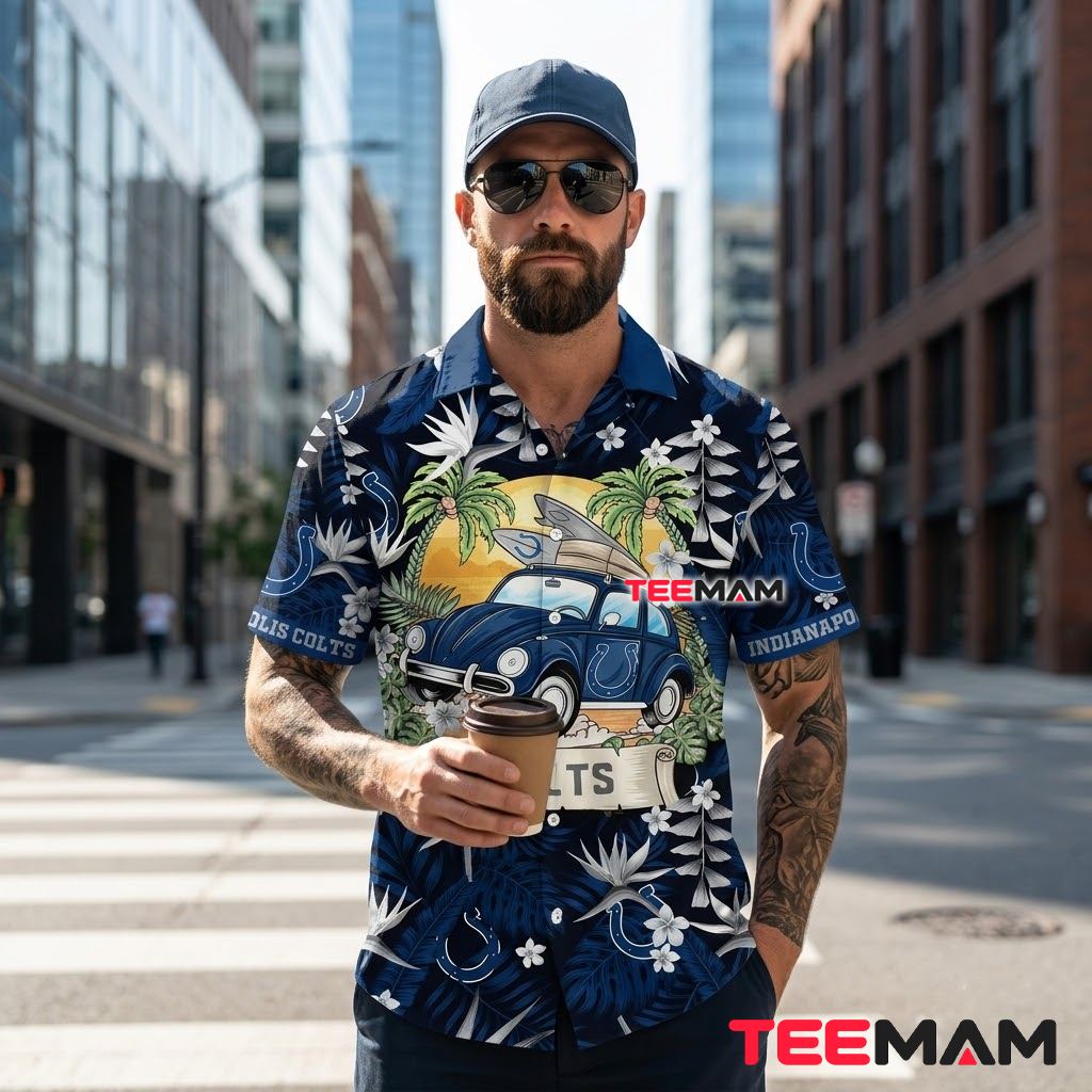 Indianapolis Colts Hawaiian Shirt Beetle Car Surfboard Beach Back Indianapolis Colts Hawaiian Shirt Beetle Car Surfboard Beach Back