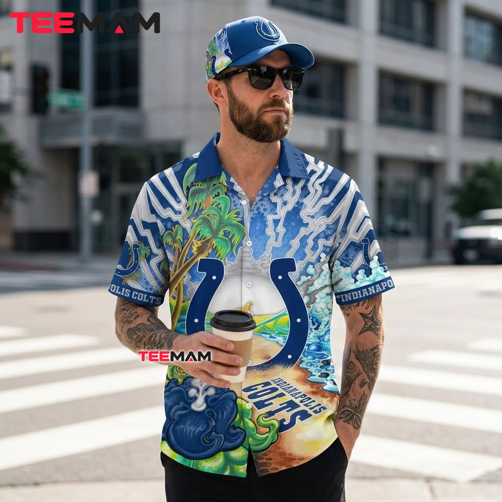 Indianapolis Colts Hawaiian Shirt Horseshoe Lava Beach Scene Back Indianapolis Colts Hawaiian Shirt Horseshoe Lava Beach Scene Back