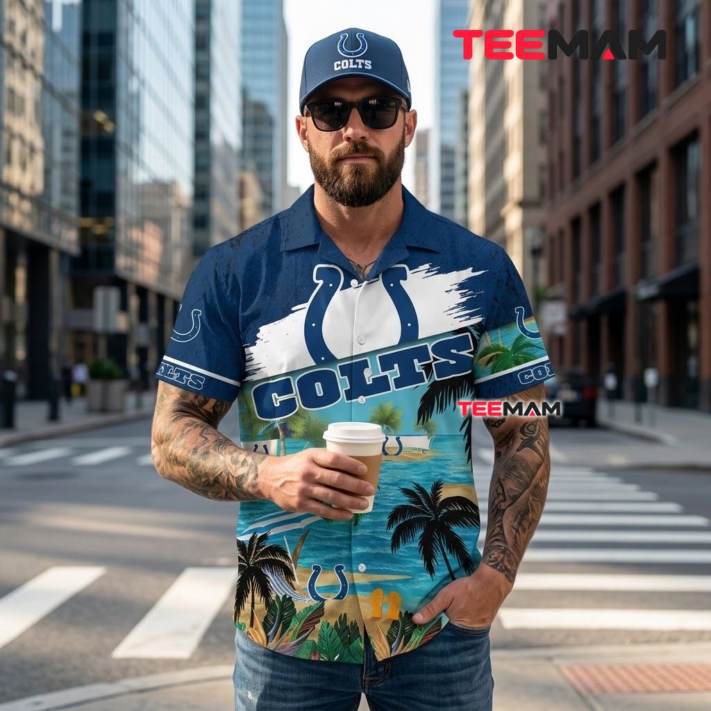 Indianapolis Colts Hawaiian Shirt Island Beach Chair Scene Back Indianapolis Colts Hawaiian Shirt Island Beach Chair Scene Back