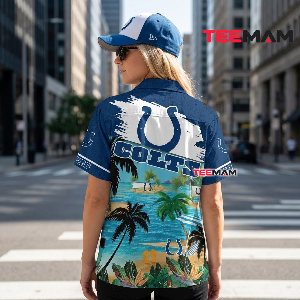 Indianapolis Colts Hawaiian Shirt Island Beach Chair Scene Version 3 Indianapolis Colts Hawaiian Shirt Island Beach Chair Scene Version 3
