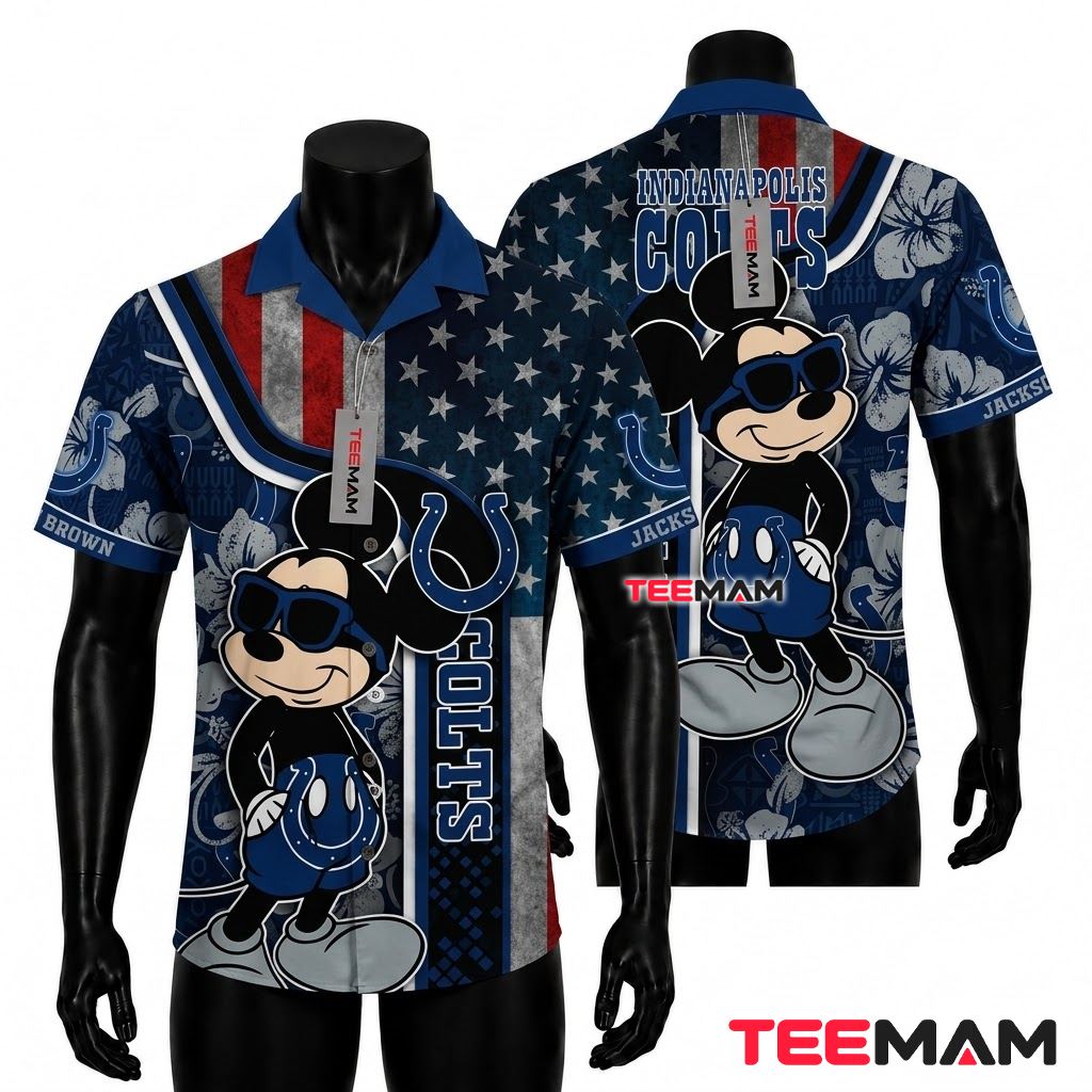 Indianapolis Colts Hawaiian Shirt Mickey Cool Custom Name Front