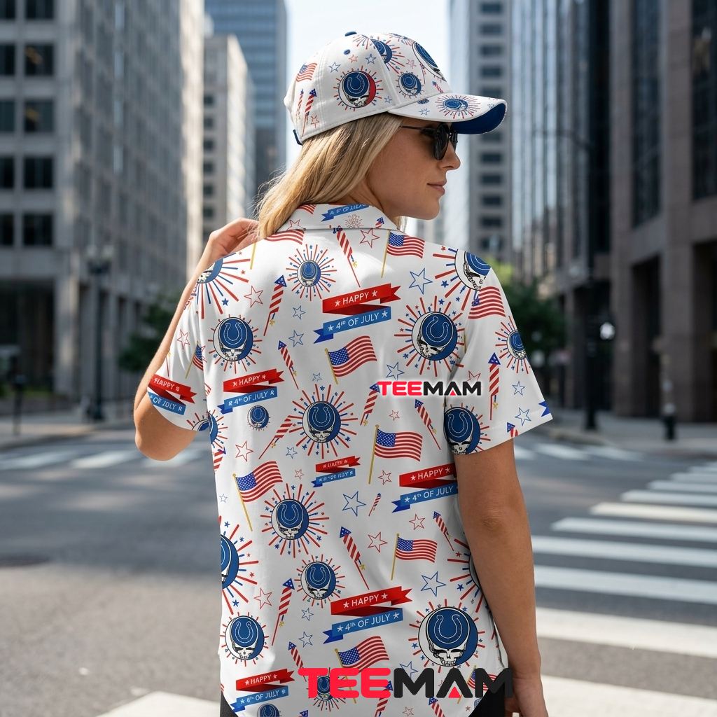 Indianapolis Colts Hawaiian Shirt Skull Firework White Patriotic Version 3 Indianapolis Colts Hawaiian Shirt Skull Firework White Patriotic Version 3