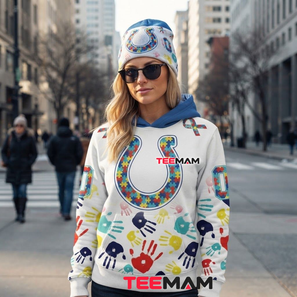 Jacksonville Jaguars 3D Hoodie Autism Awareness Handprint Back Jacksonville Jaguars 3D Hoodie Autism Awareness Handprint Back