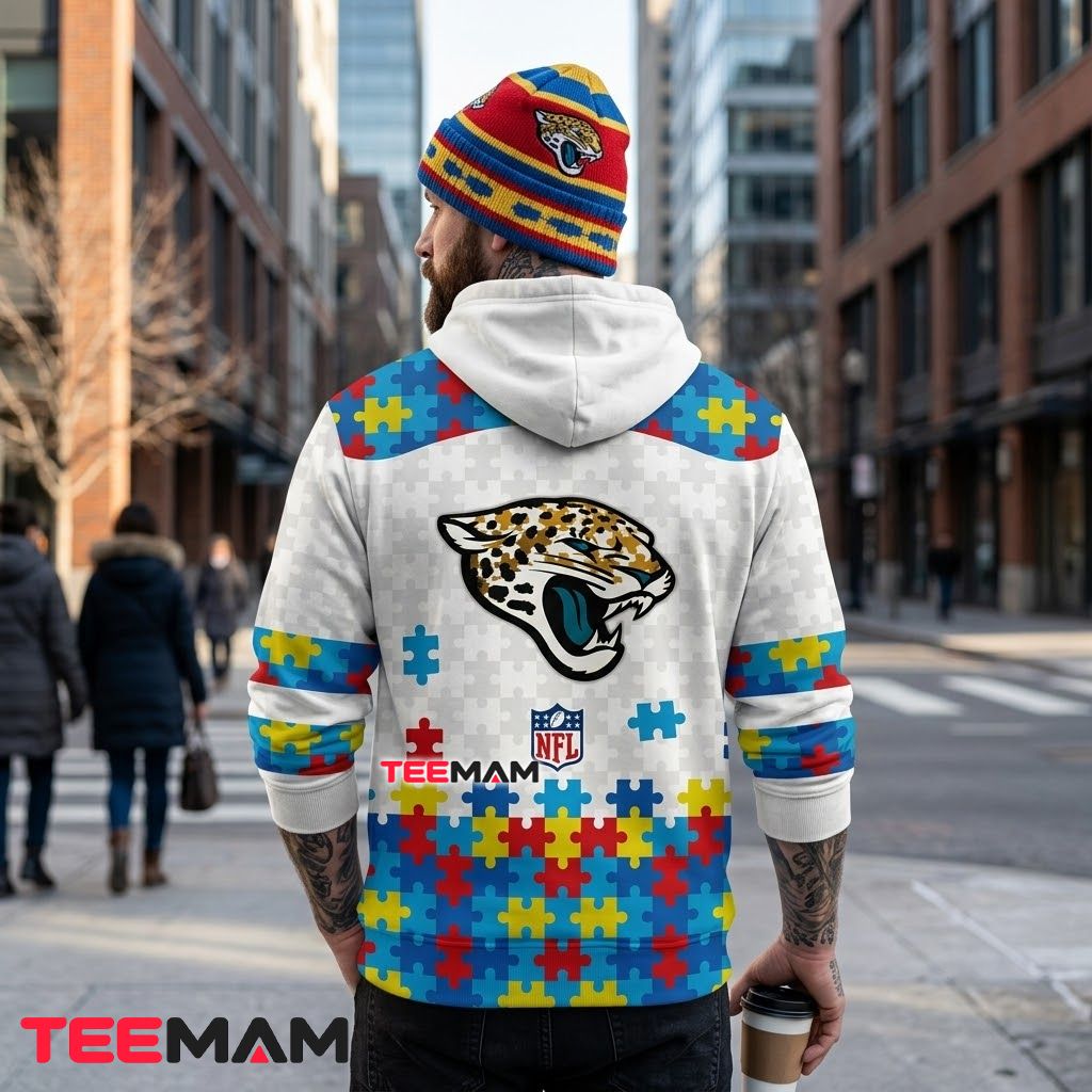 Jacksonville Jaguars 3D Hoodie Autism Awareness Puzzle Version 3 Jacksonville Jaguars 3D Hoodie Autism Awareness Puzzle Version 3