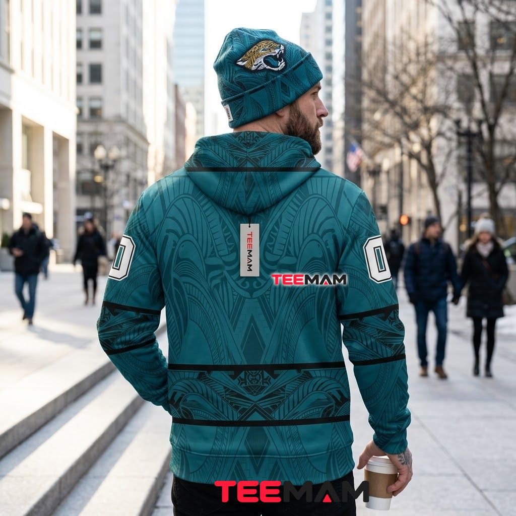 Jacksonville Jaguars 3D Hoodie Polynesian Tribal Teal Version 3 Jacksonville Jaguars 3D Hoodie Polynesian Tribal Teal Version 3
