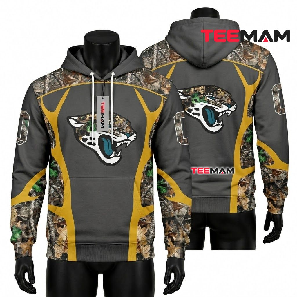 Jacksonville Jaguars 3D Hoodie Realtree Camo Jersey Panel Front