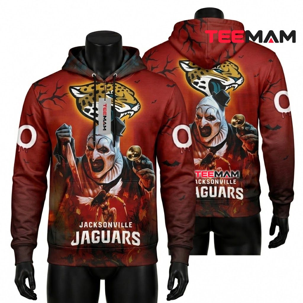 Jacksonville Jaguars 3D Hoodie Terrifier Clown Halloween Front