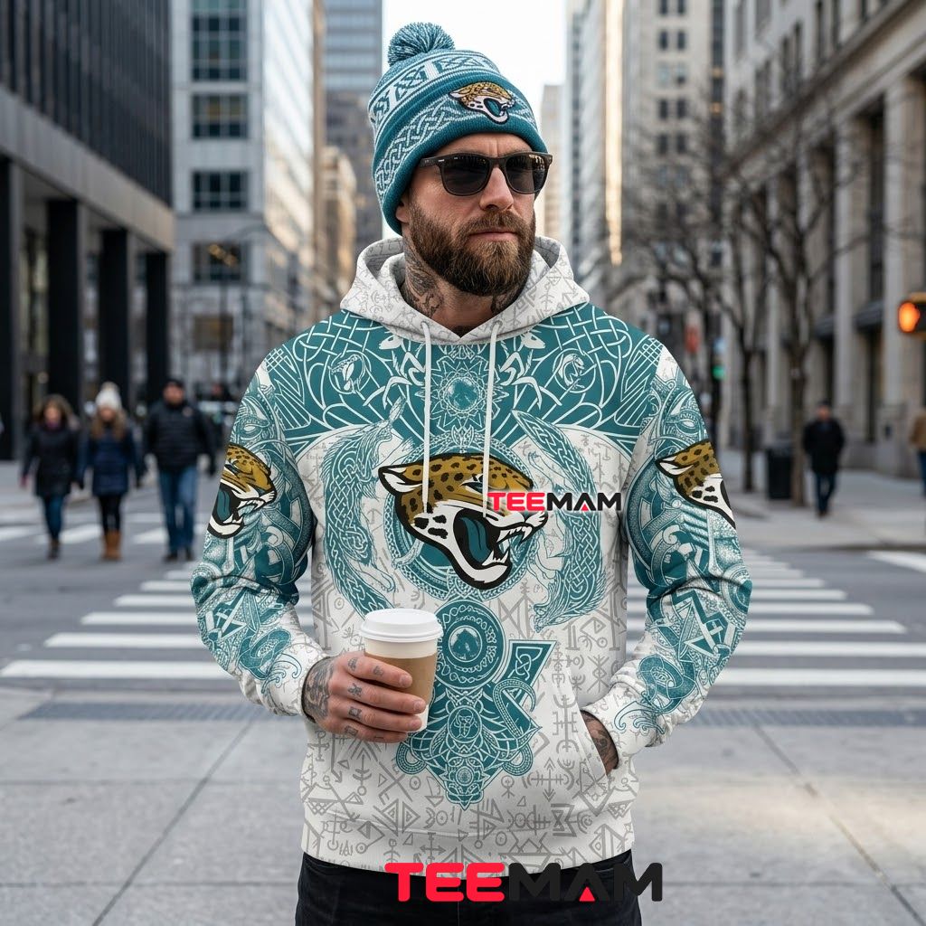 Jacksonville Jaguars 3D Hoodie Viking Wolf Celtic Pattern Back Jacksonville Jaguars 3D Hoodie Viking Wolf Celtic Pattern Back