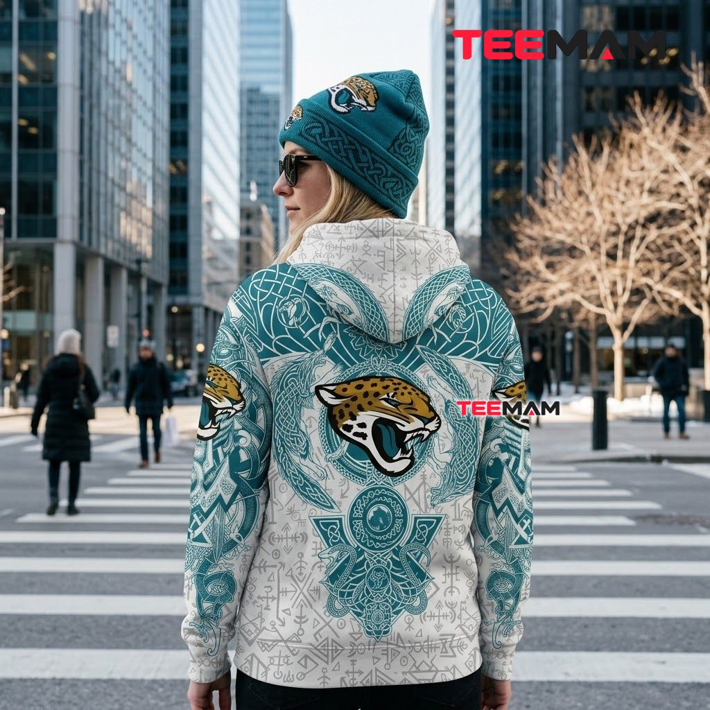 Jacksonville Jaguars 3D Hoodie Viking Wolf Celtic Pattern Version 3 Jacksonville Jaguars 3D Hoodie Viking Wolf Celtic Pattern Version 3
