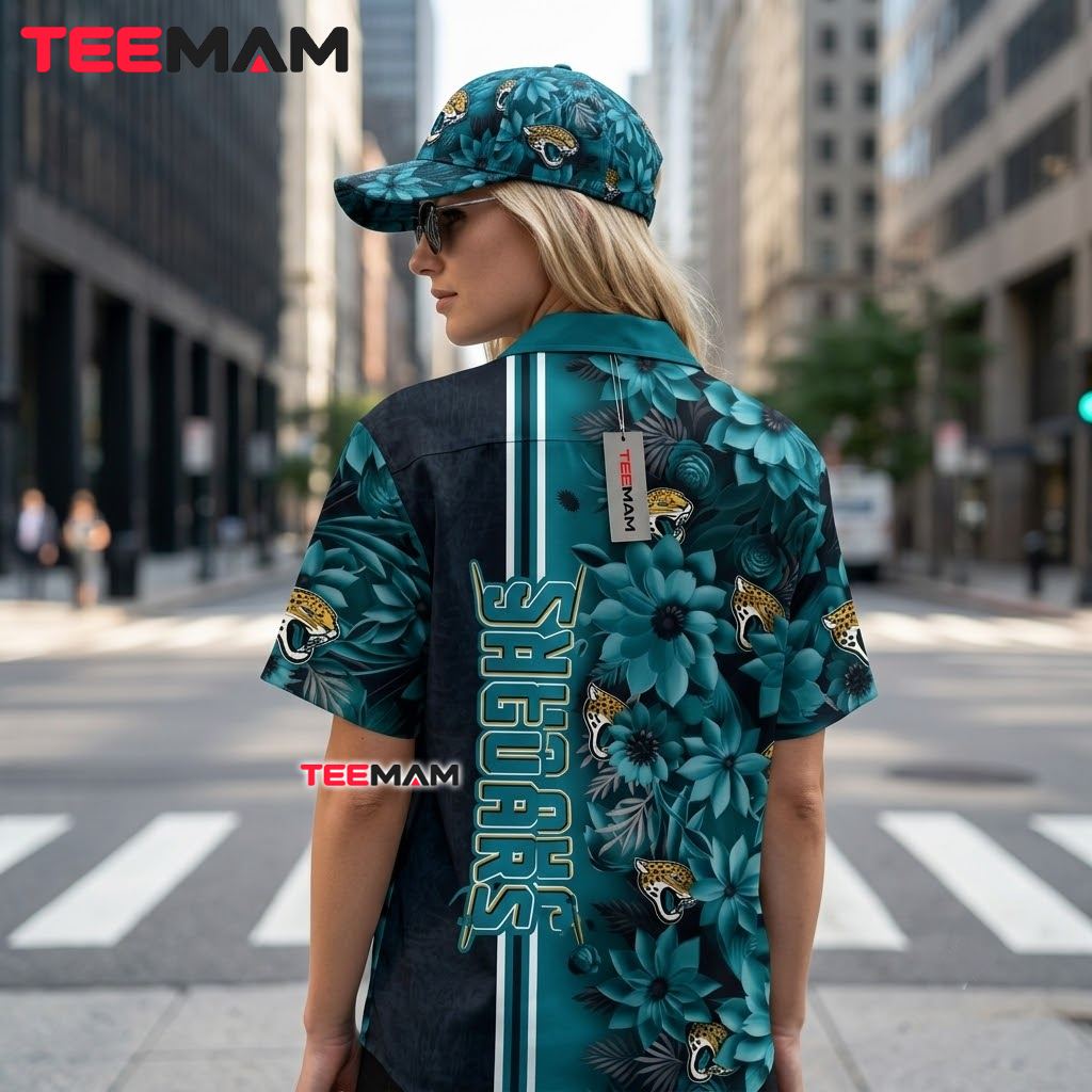 Jacksonville Jaguars Aloha Shirt Floral Teal Version 3 Jacksonville Jaguars Aloha Shirt Floral Teal Version 3