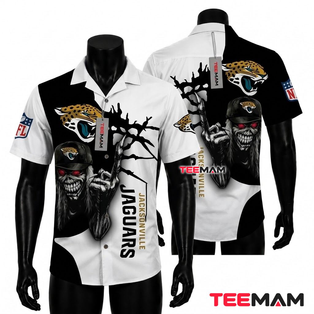 Jacksonville Jaguars Aloha Shirt Skull Crack Front