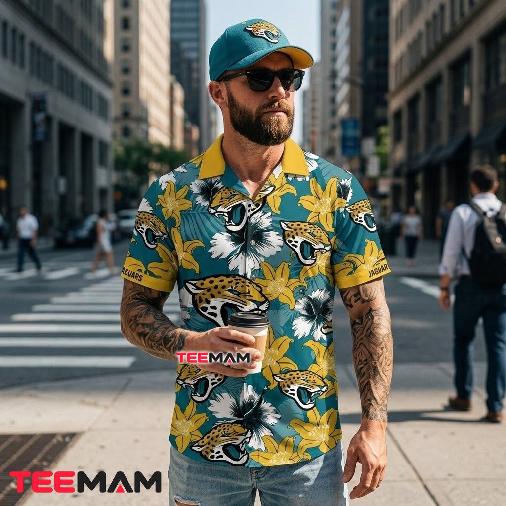 Jacksonville Jaguars Aloha Shirt Yellow Hibiscus Back Jacksonville Jaguars Aloha Shirt Yellow Hibiscus Back