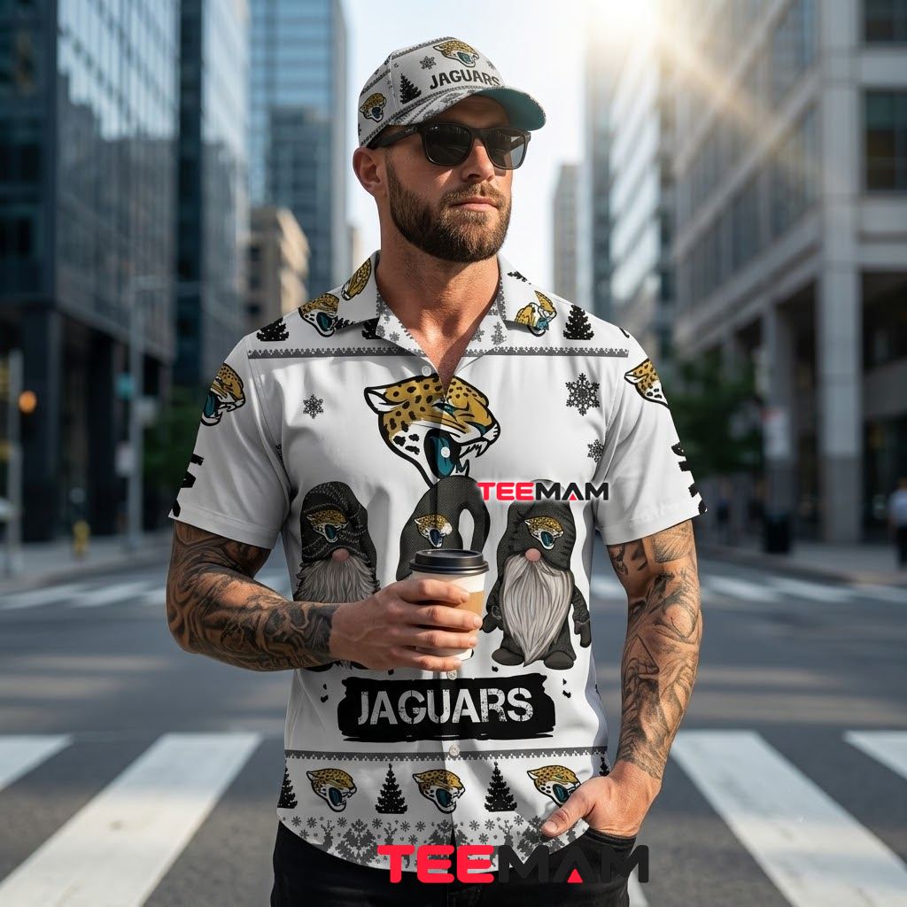 Jacksonville Jaguars Button Up Shirt Christmas Gnomes Back Jacksonville Jaguars Button Up Shirt Christmas Gnomes Back