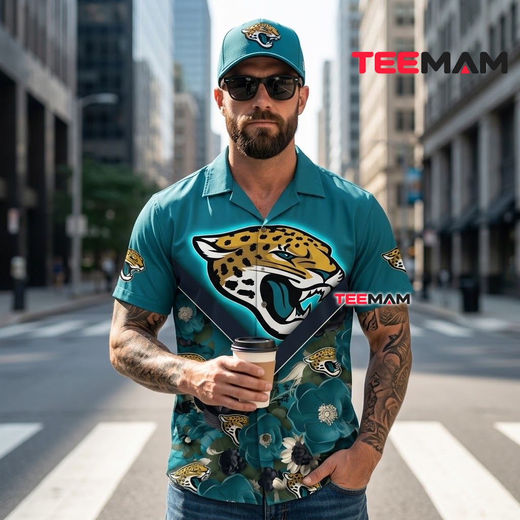 Jacksonville Jaguars Hawaiian Shirt Glowing Logo Beach Back Jacksonville Jaguars Hawaiian Shirt Glowing Logo Beach Back