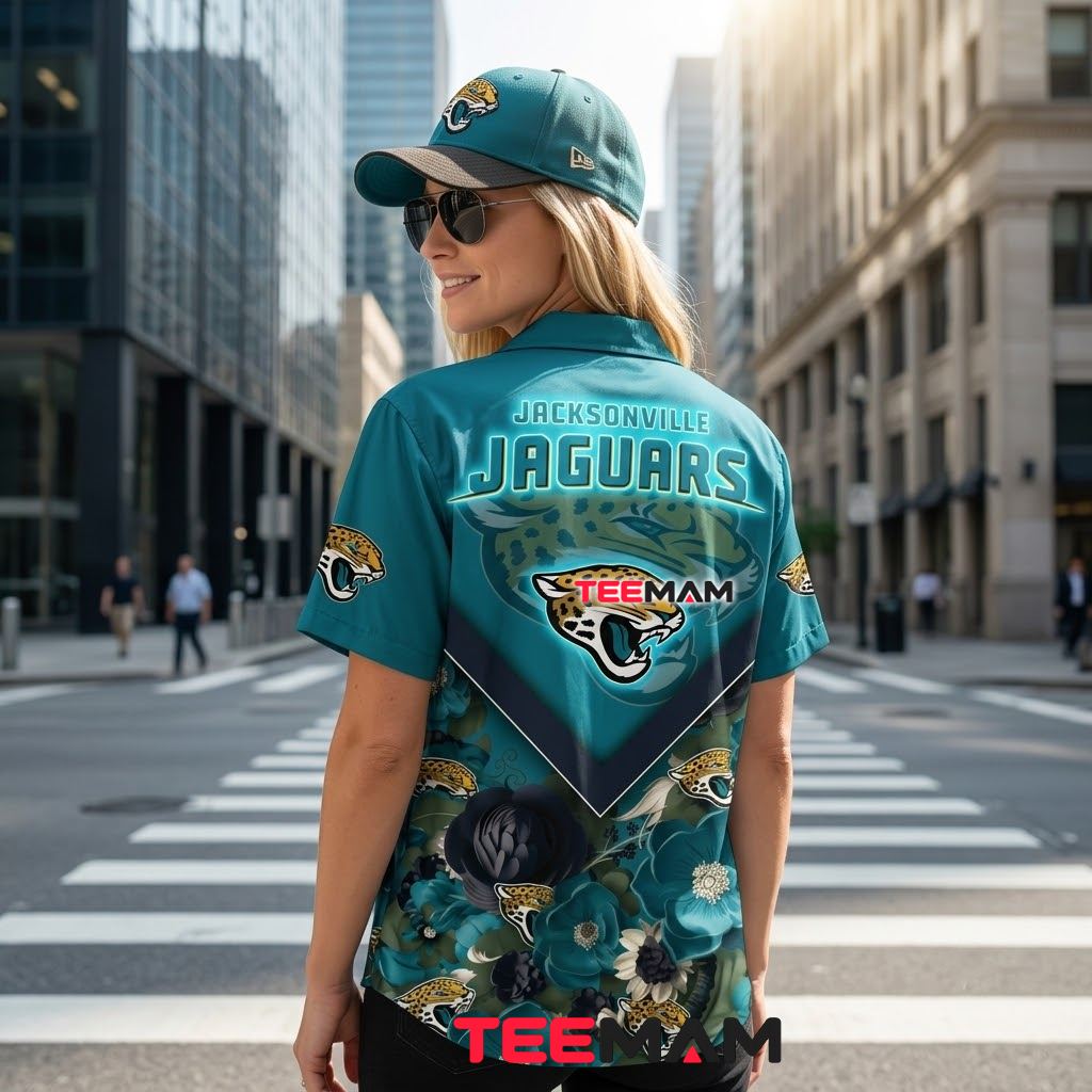Jacksonville Jaguars Hawaiian Shirt Glowing Logo Beach Version 3 Jacksonville Jaguars Hawaiian Shirt Glowing Logo Beach Version 3