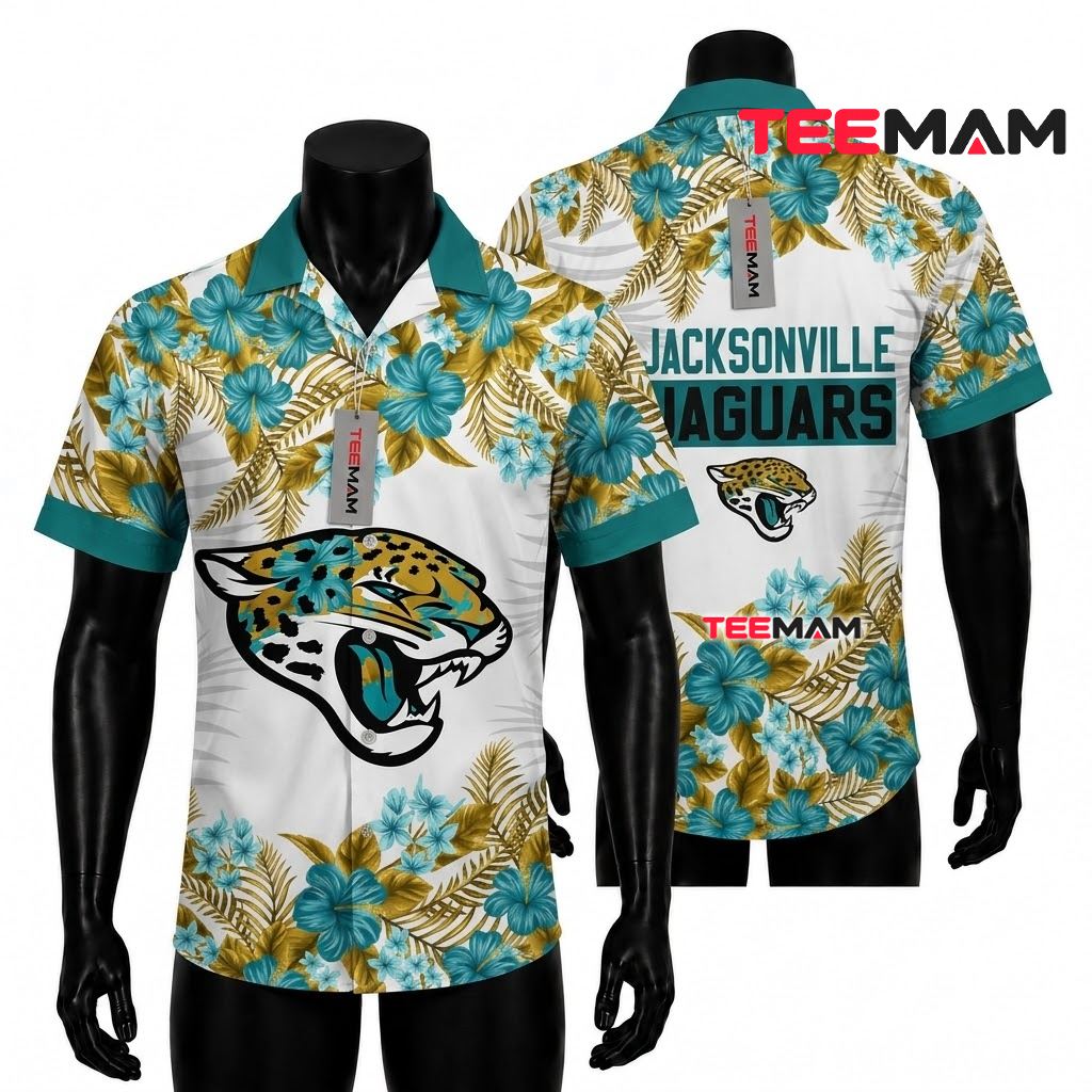Jacksonville Jaguars Hawaiian Shirt Golden Hibiscus Front