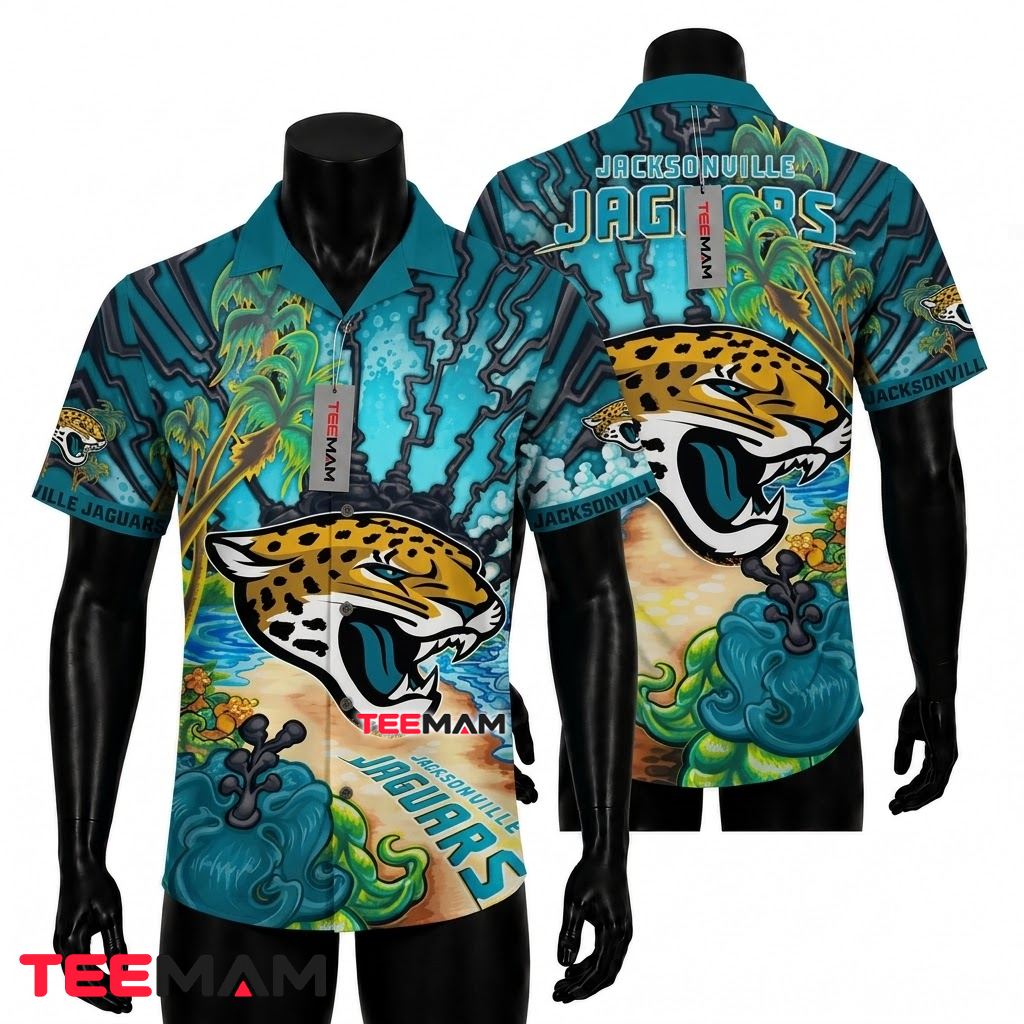 Jacksonville Jaguars Hawaiian Shirt Monstera Gold