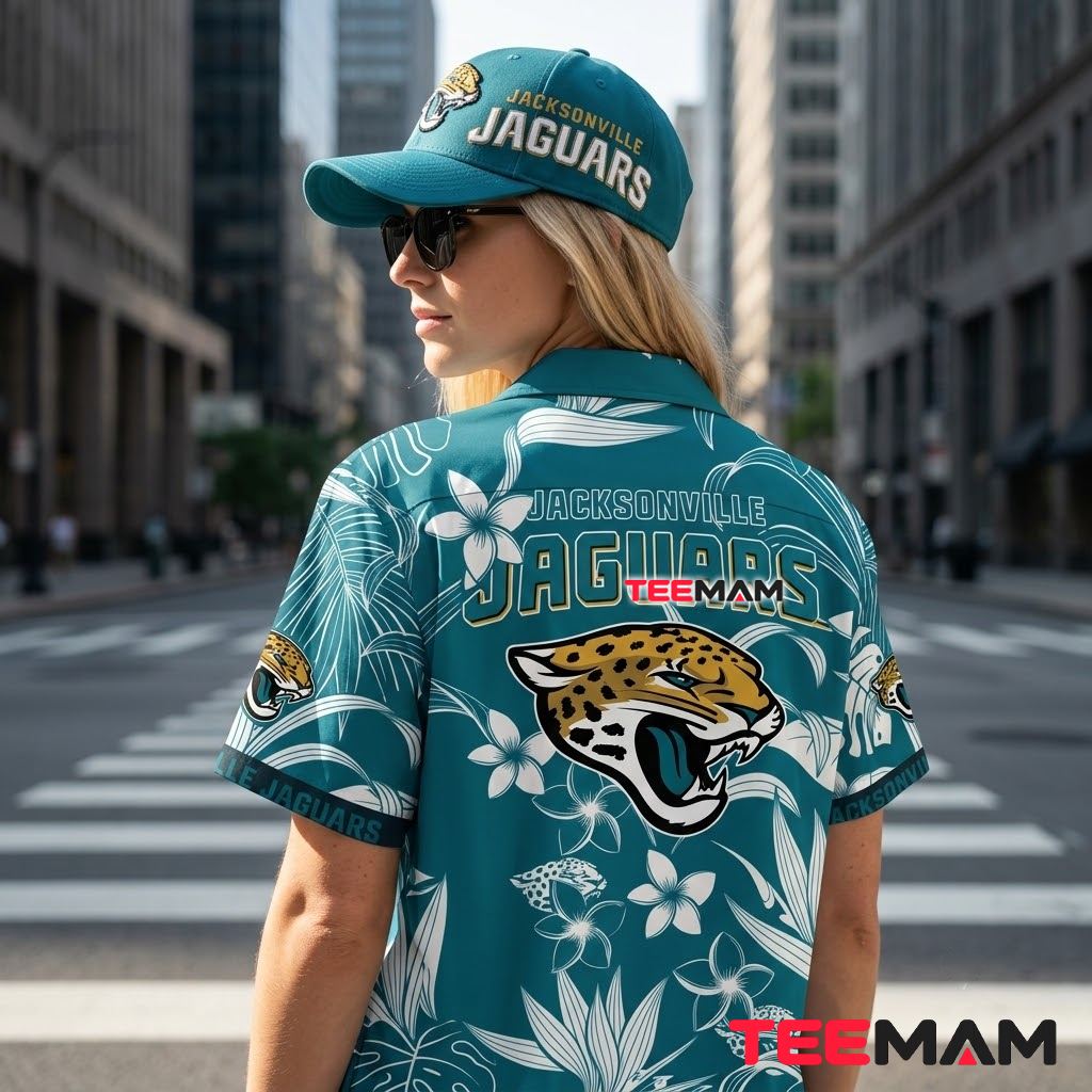 Jacksonville Jaguars Hawaiian Shirt White Botanical Version 3 Jacksonville Jaguars Hawaiian Shirt White Botanical Version 3
