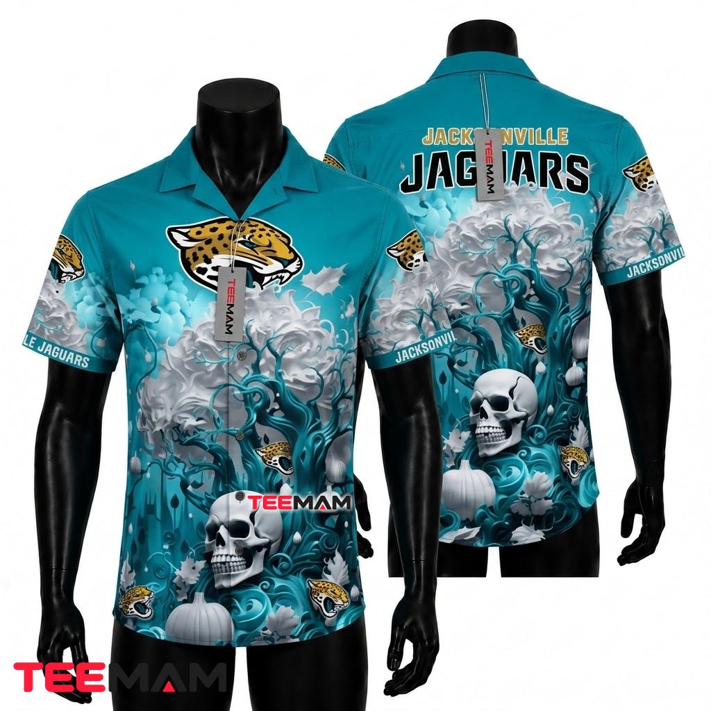 Jacksonville Jaguars Tropical Shirt Skull Pumpkin Front