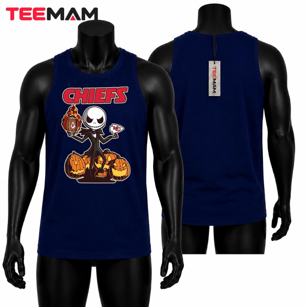 Kansas City Chiefs Halloween Tank Top Jack Skellington Pumpkin Kansas City Chiefs Halloween Tank Top Jack Skellington Pumpkin