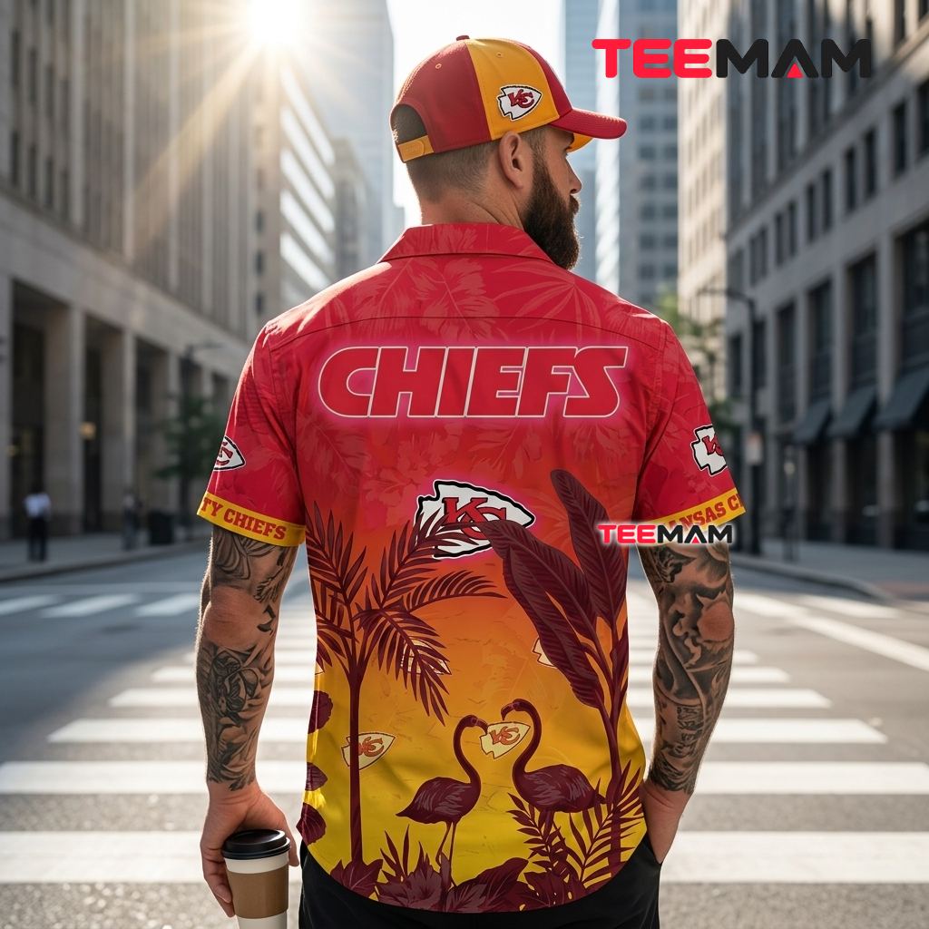 Kansas City Chiefs Hawaiian Shirt Flamingo Sunset Version 3 Kansas City Chiefs Hawaiian Shirt Flamingo Sunset Version 3