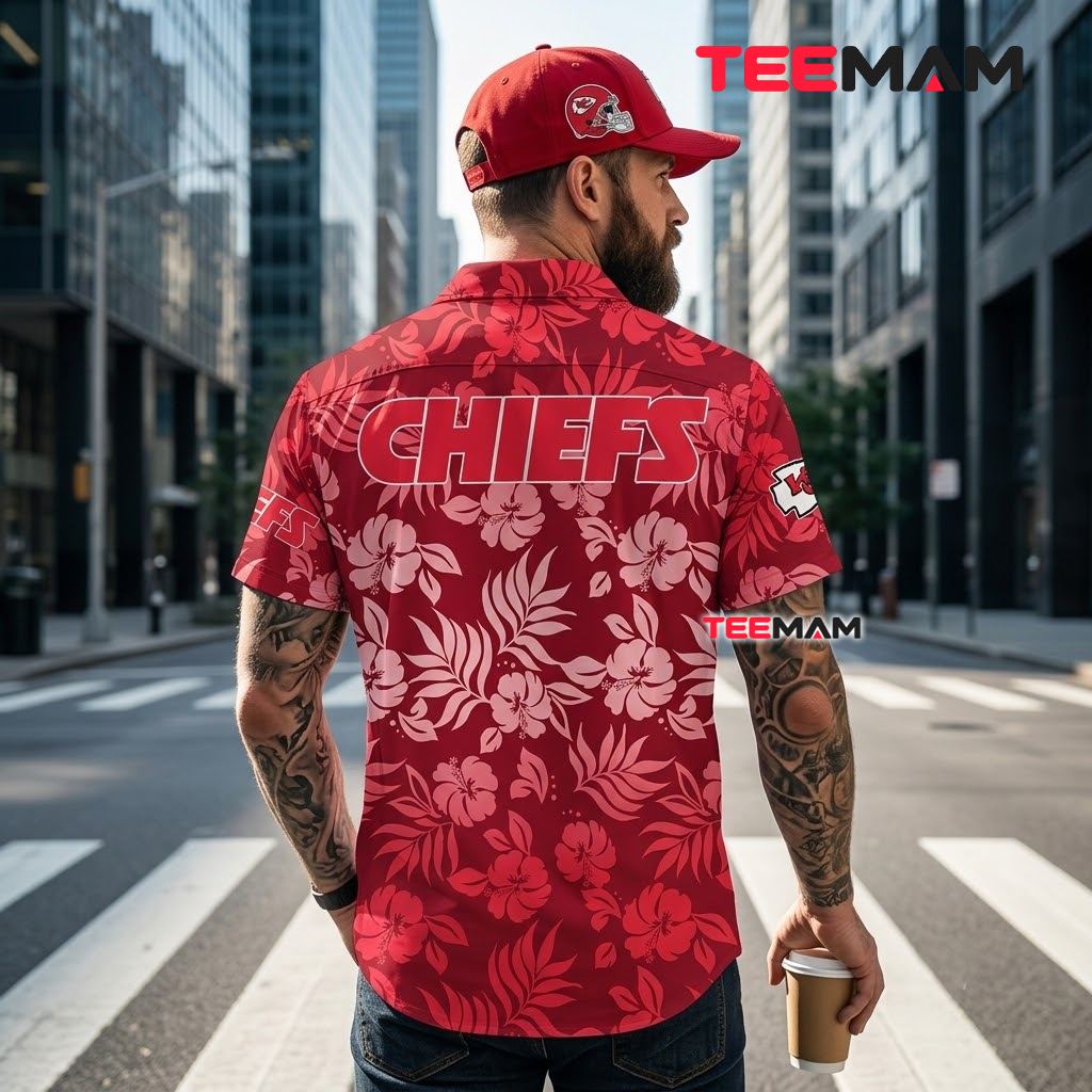 Kansas City Chiefs Hawaiian Shirt Hibiscus Monochrome Version 3 Kansas City Chiefs Hawaiian Shirt Hibiscus Monochrome Version 3