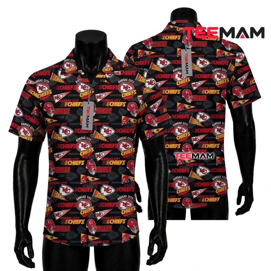 Kansas City Chiefs Hawaiian Shirt Logo Allover Front