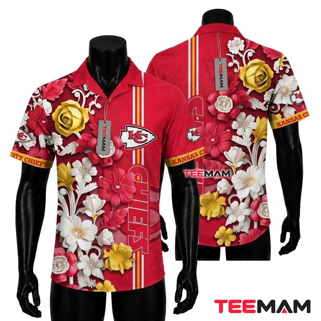 Kansas City Chiefs Hawaiian Shirt Rose Bouquet Front