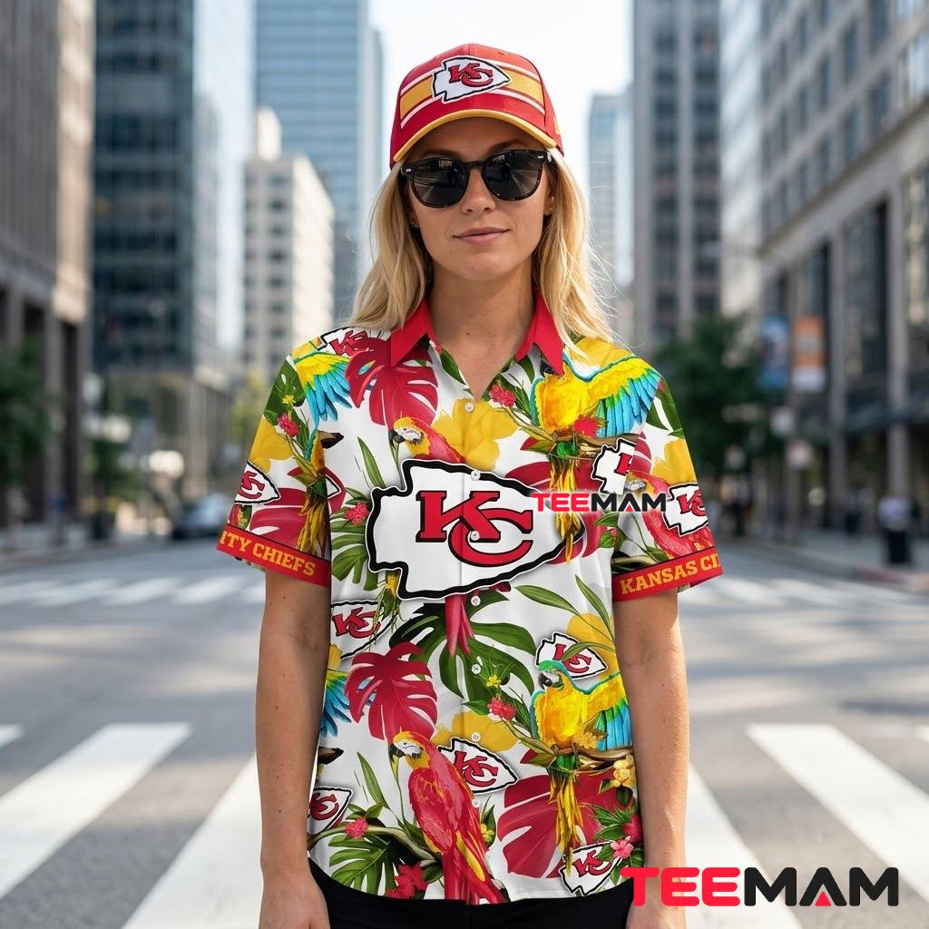 Kansas City Chiefs Hawaiian Shirt Tropical Parrot Back Kansas City Chiefs Hawaiian Shirt Tropical Parrot Back