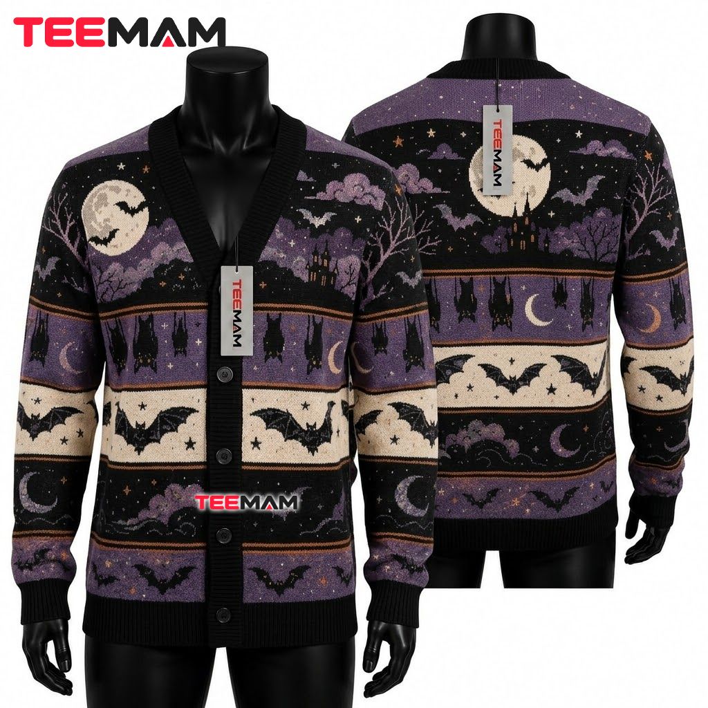 Kitten Halloween Cardigan Witch Cat Pumpkin 1