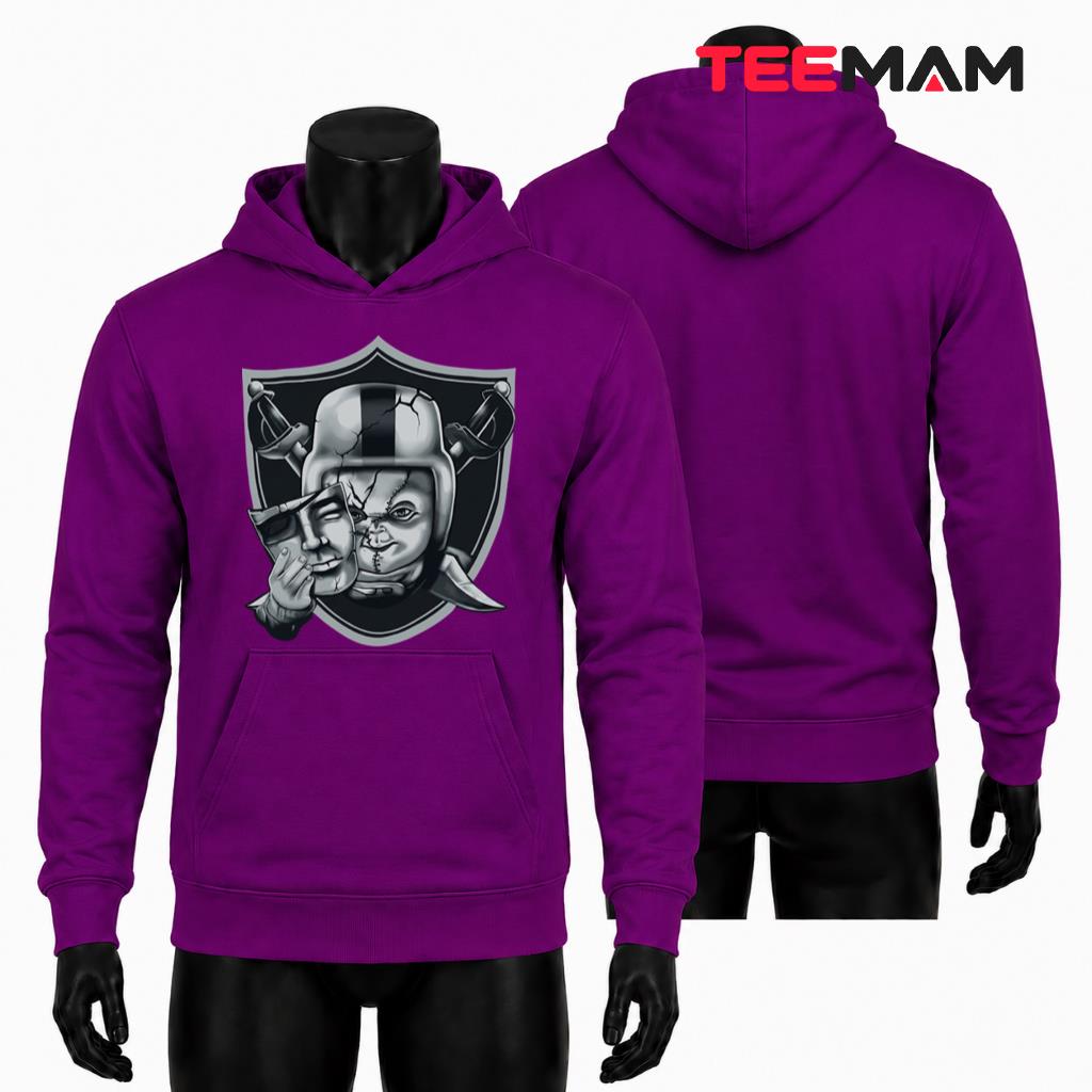 Las Vegas Raiders Halloween Hoodie Chucky Mask Helmet Las Vegas Raiders Halloween Hoodie Chucky Mask Helmet