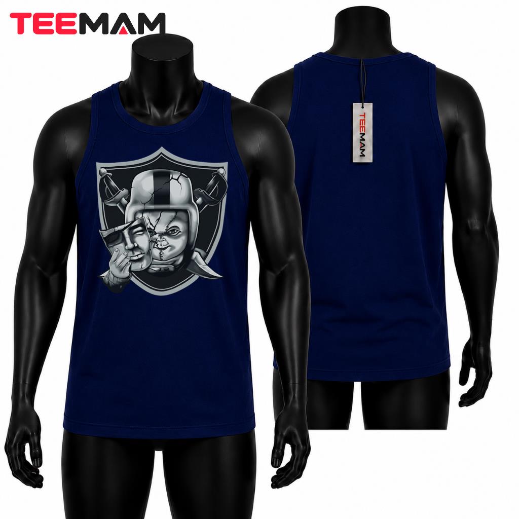 Las Vegas Raiders Halloween Tank Top Chucky Mask Helmet Las Vegas Raiders Halloween Tank Top Chucky Mask Helmet