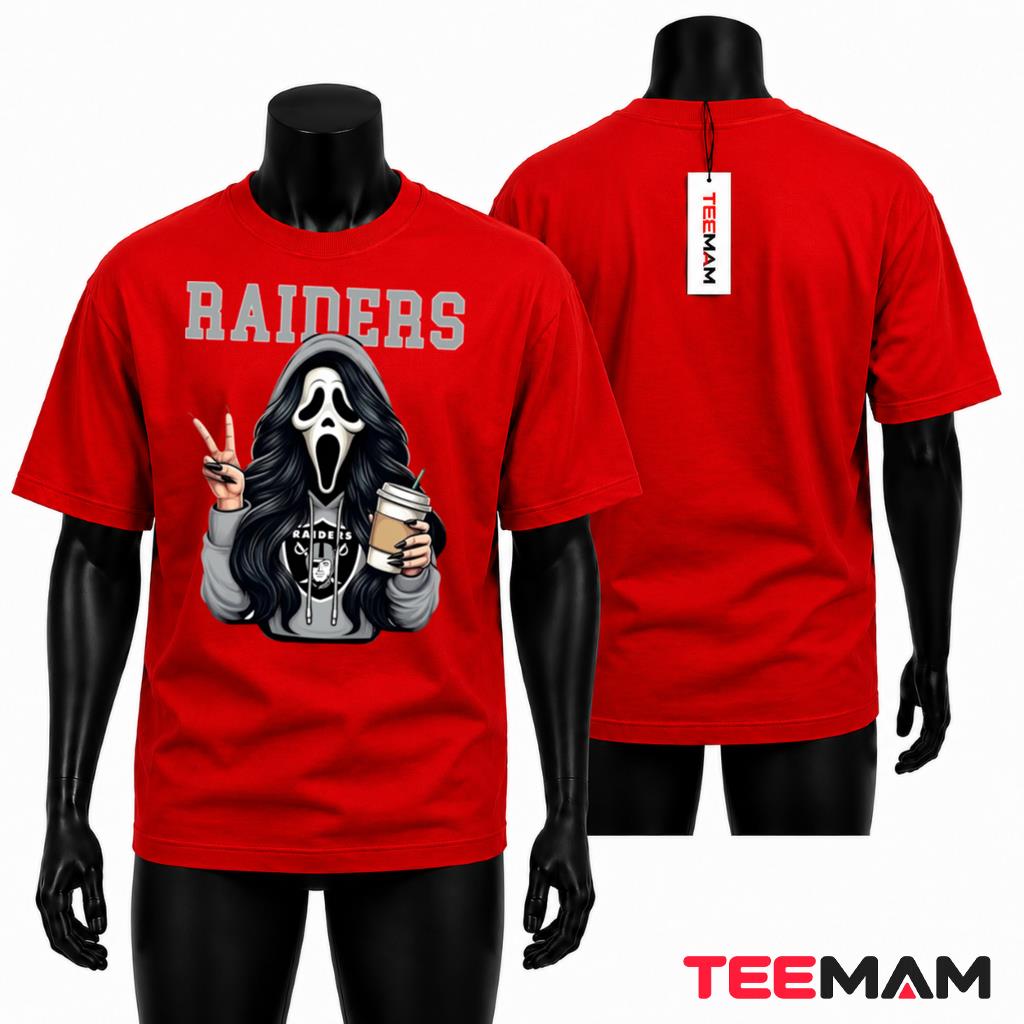 Las Vegas Raiders Halloween T-Shirt Ghostface Girl Coffee