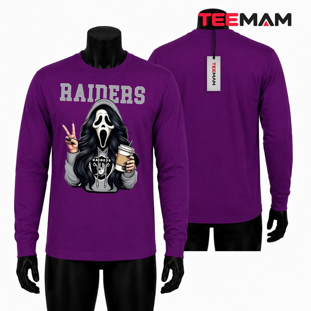 Las Vegas Raiders Halloween Long Sleeve Ghostface Girl Coffee Las Vegas Raiders Halloween Long Sleeve Ghostface Girl Coffee