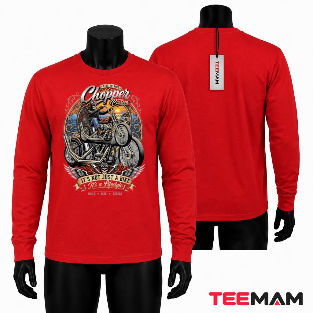 Live To Ride Chopper Custom Skeleton Long Sleeve Live To Ride Chopper Custom Skeleton Long Sleeve