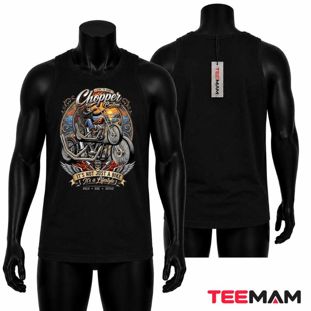 Live To Ride Chopper Custom Skeleton Tank Top Live To Ride Chopper Custom Skeleton Tank Top