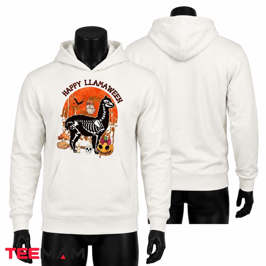 Llama Skeleton Halloween Hoodie Spooky Cute Animal Costume Llama Skeleton Halloween Hoodie Spooky Cute Animal Costume