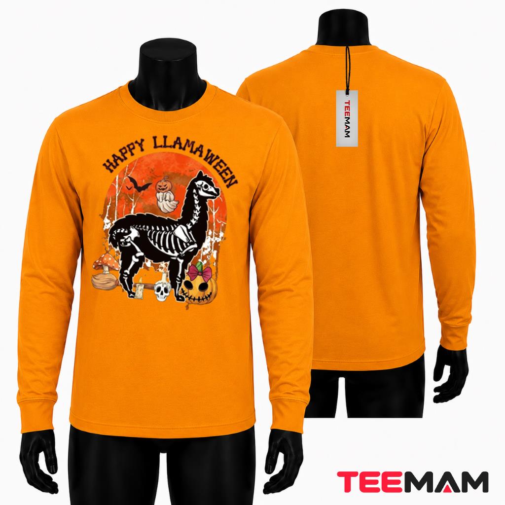 Llama Skeleton Halloween Long Sleeve Spooky Cute Animal Costume Llama Skeleton Halloween Long Sleeve Spooky Cute Animal Costume