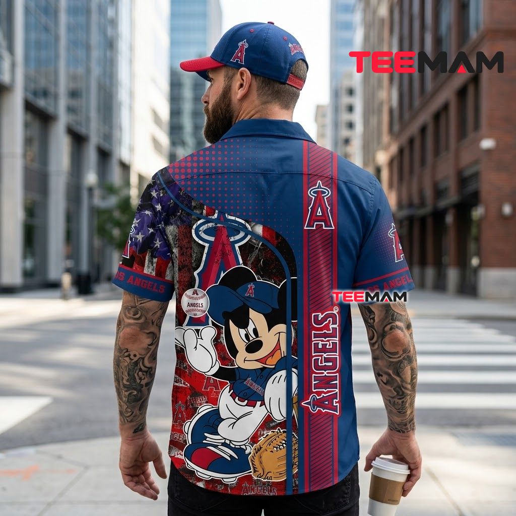 Los Angeles Angels Button Up Shirt Mickey Mouse Baseball Version 3 Los Angeles Angels Button Up Shirt Mickey Mouse Baseball Version 3