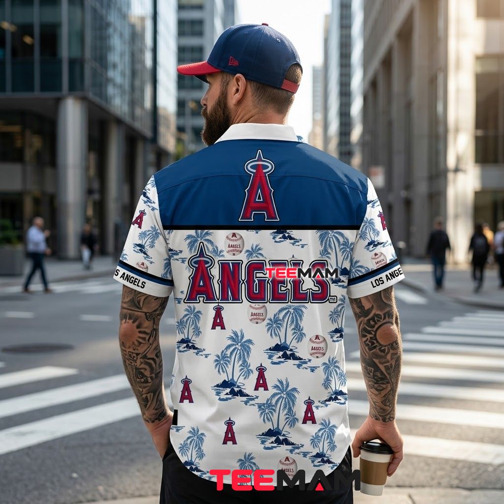 Los Angeles Angels Hawaiian Shirt Palm Island White Version 3 Los Angeles Angels Hawaiian Shirt Palm Island White Version 3