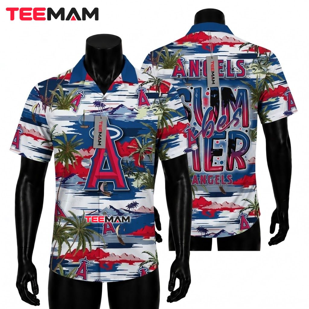 Los Angeles Angels Hawaiian Shirt Sailboat Mountain Summer Front
