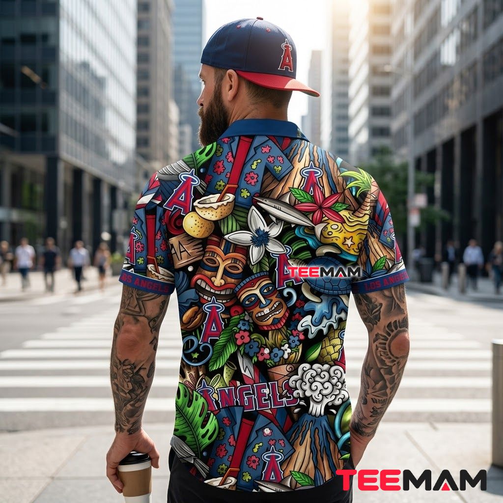 Los Angeles Angels Tropical Shirt Tiki Volcano Turtle Colorful Version 3 Los Angeles Angels Tropical Shirt Tiki Volcano Turtle Colorful Version 3