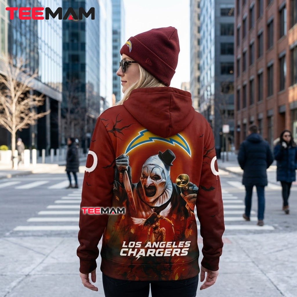 Los Angeles Chargers 3D Hoodie Art The Clown Halloween Design Version 3 Los Angeles Chargers 3D Hoodie Art The Clown Halloween Design Version 3