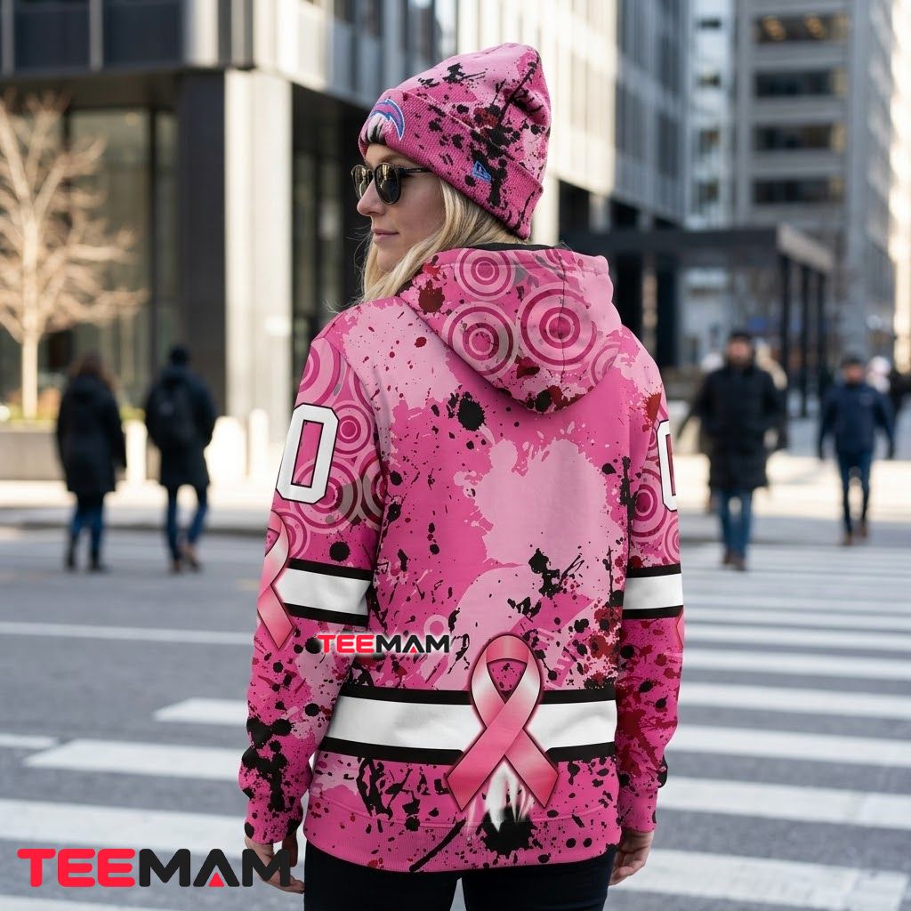 Los Angeles Chargers 3D Hoodie Breast Cancer Awareness Pink Splatter Version 3 Los Angeles Chargers 3D Hoodie Breast Cancer Awareness Pink Splatter Version 3