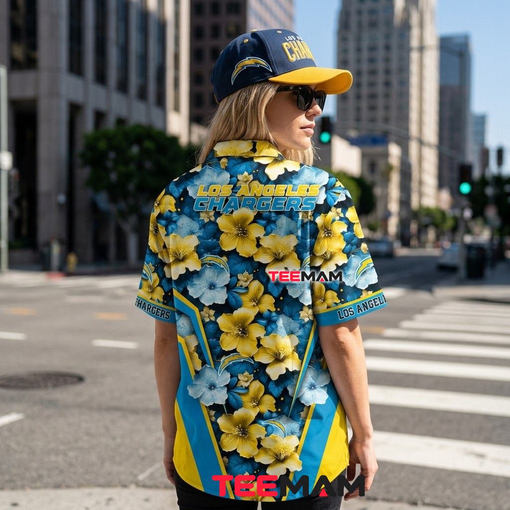 Los Angeles Chargers Aloha Shirt Bold Stripe Version 3 Los Angeles Chargers Aloha Shirt Bold Stripe Version 3