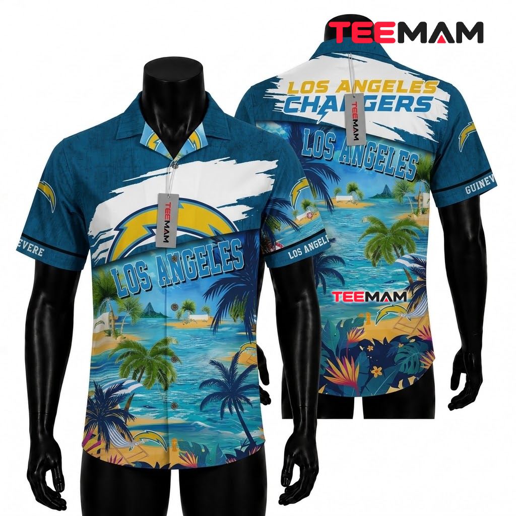 Los Angeles Chargers Aloha Shirt Bold Stripe Los Angeles Chargers Aloha Shirt Bold Stripe