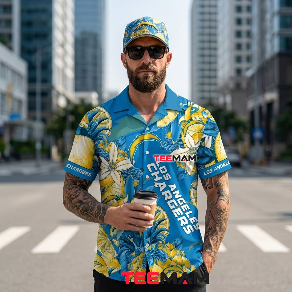 Los Angeles Chargers Aloha Shirt Pineapple Lemon Back Los Angeles Chargers Aloha Shirt Pineapple Lemon Back