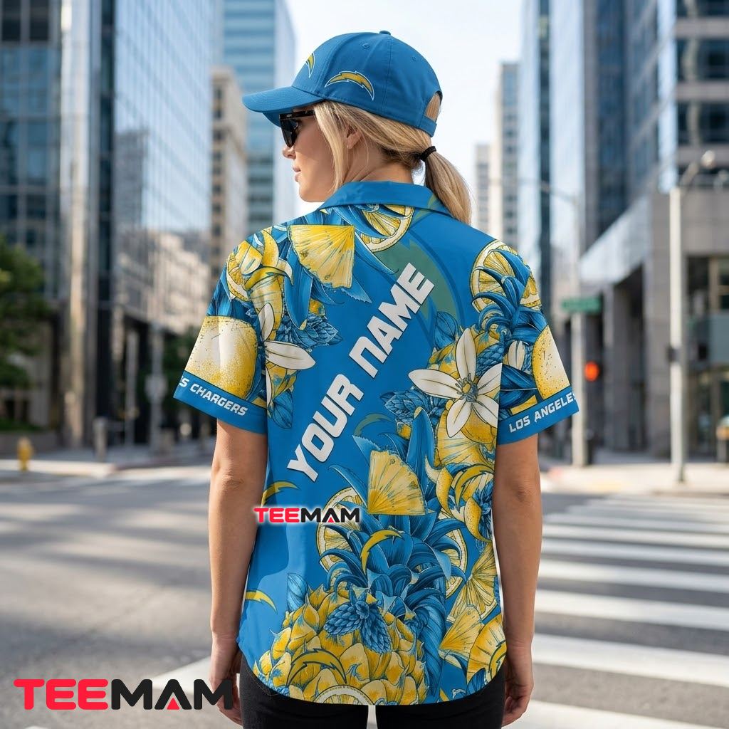 Los Angeles Chargers Aloha Shirt Pineapple Lemon Version 3 Los Angeles Chargers Aloha Shirt Pineapple Lemon Version 3
