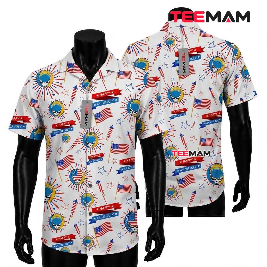 Los Angeles Chargers Hawaiian Shirt 4th Of July Front
