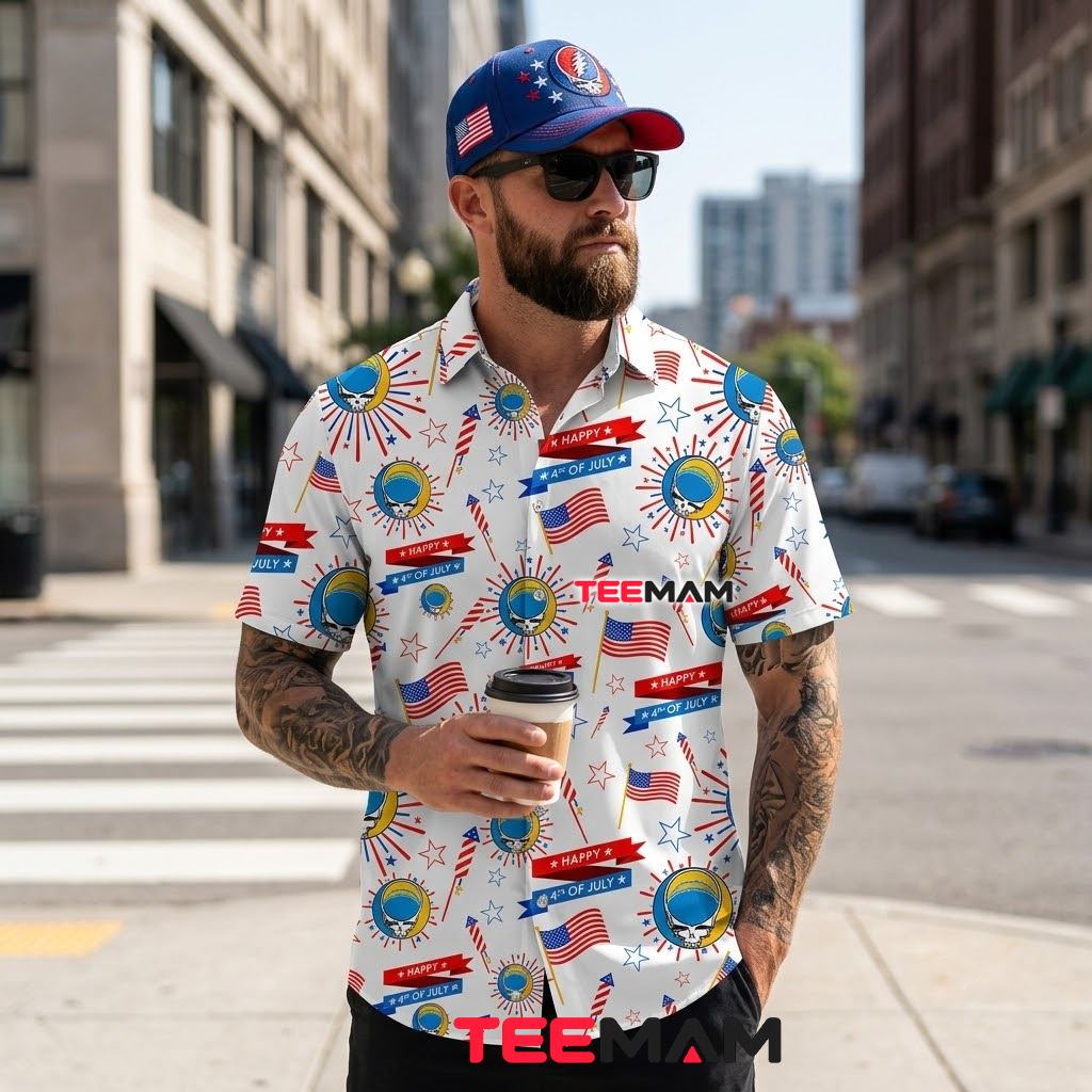 Los Angeles Chargers Hawaiian Shirt 4th Of July Back Los Angeles Chargers Hawaiian Shirt 4th Of July Back